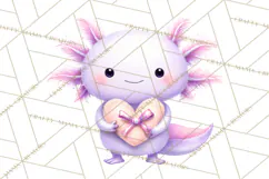 Valentine Axolotl Clipart PNG, Cute Axolotl Valentine Product Image 3