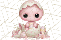 Alien Easter Clipart, Cute Pink Alien Easter Eggs, Soft Png Product Image 4