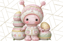Alien Easter Clipart, Cute Pink Alien Easter Eggs, Soft Png Product Image 5