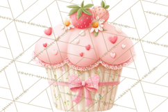 Strawberry Bakery Clipart, Cute Strawberry Pastries Png Product Image 2