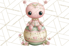 Alien Easter Clipart, Cute Pink Alien Easter Eggs, Soft Png Product Image 3