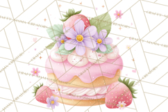 Strawberry Bakery Clipart, Cute Strawberry Pastries Png Product Image 3