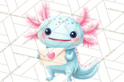 Valentine Axolotl Clipart PNG, Cute Axolotl Valentine Product Image 5
