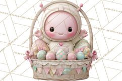 Alien Easter Clipart, Cute Pink Alien Easter Eggs, Soft Png Product Image 5