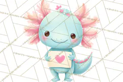 Valentine Axolotl Clipart PNG, Cute Axolotl Valentine Product Image 2