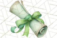 Watercolor Graduation Diploma Clipart PNG, Diploma Scroll Product Image 2