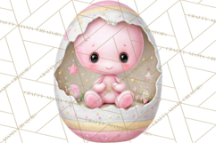 Alien Easter Clipart, Cute Pink Alien Easter Eggs, Soft Png Product Image 3