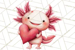 Valentine Axolotl Clipart PNG, Cute Axolotl Valentine Product Image 5
