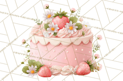 Strawberry Bakery Clipart, Cute Strawberry Pastries Png Product Image 5