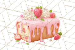 Strawberry Bakery Clipart, Cute Strawberry Pastries Png Product Image 2