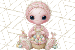 Alien Easter Clipart, Cute Pink Alien Easter Eggs, Soft Png Product Image 3