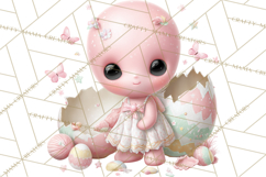 Alien Easter Clipart, Cute Pink Alien Easter Eggs, Soft Png Product Image 4