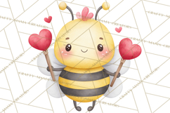 Bee Valentine Clipart PNG, Cute Kawaii Bee With Hearts Product Image 3