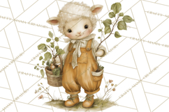 Vintage Garden Animals Clipart, Ducklings Bunnies Lambs Product Image 5