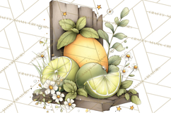 Citrus Kitchen Cottagecore PNG, Rustic Citrus Clipart, Lemon Product Image 5