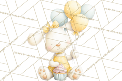 Pastel Birthday Clipart, Cute Party Animals PNG Product Image 5