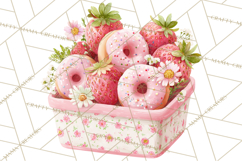 Strawberry Bakery Clipart, Cute Strawberry Pastries Png Product Image 5