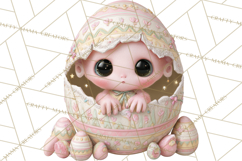 Alien Easter Clipart, Cute Pink Alien Easter Eggs, Soft Png Product Image 5