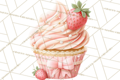 Strawberry Bakery Clipart, Cute Strawberry Pastries Png Product Image 2