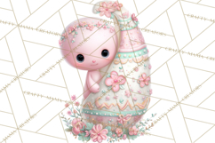 Alien Easter Clipart, Cute Pink Alien Easter Eggs, Soft Png Product Image 3