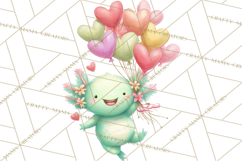 Valentine Axolotl Clipart PNG, Cute Axolotl Valentine Product Image 4