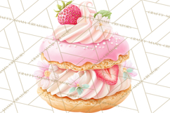 Strawberry Bakery Clipart, Cute Strawberry Pastries Png Product Image 2