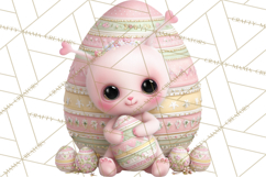 Alien Easter Clipart, Cute Pink Alien Easter Eggs, Soft Png Product Image 4