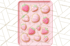 Strawberry Bakery Clipart, Cute Strawberry Pastries Png Product Image 5