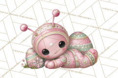 Alien Easter Clipart, Cute Pink Alien Easter Eggs, Soft Png Product Image 5