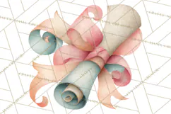 Watercolor Graduation Diploma Clipart PNG, Diploma Scroll Product Image 5