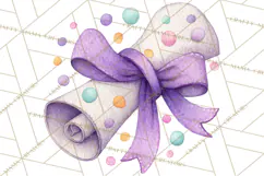 Watercolor Graduation Diploma Clipart PNG, Diploma Scroll Product Image 2