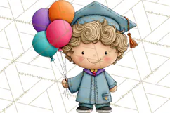 Kids Graduation Clipart PNG, Preschool Kindergarten Kids Product Image 2
