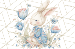 Chinoiserie Easter Clipart, Cute Elegant Bunny Easter Png Product Image 2
