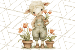Vintage Garden Animals Clipart, Ducklings Bunnies Lambs Product Image 2