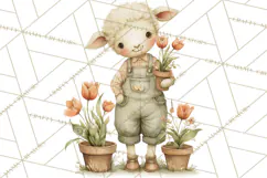 Vintage Garden Animals Clipart, Ducklings Bunnies Lambs Product Image 2