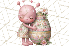Alien Easter Clipart, Cute Pink Alien Easter Eggs, Soft Png Product Image 3