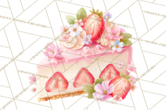 Strawberry Bakery Clipart, Cute Strawberry Pastries Png Product Image 4