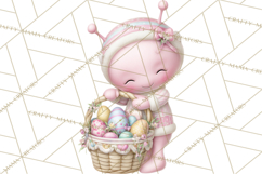 Alien Easter Clipart, Cute Pink Alien Easter Eggs, Soft Png Product Image 4