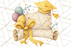 Watercolor Graduation Diploma Clipart PNG, Diploma Scroll Product Image 5