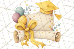 Watercolor Graduation Diploma Clipart PNG, Diploma Scroll Product Image 5