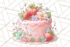 Strawberry Bakery Clipart, Cute Strawberry Pastries Png Product Image 5