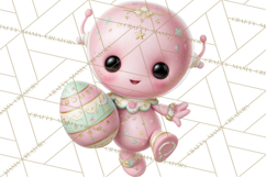 Alien Easter Clipart, Cute Pink Alien Easter Eggs, Soft Png Product Image 2