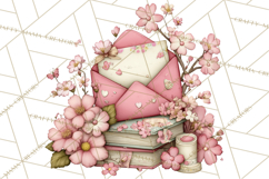 Spring Letters Mail Clipart PNG, Floral Envelopes Stamps Product Image 2