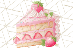 Strawberry Bakery Clipart, Cute Strawberry Pastries Png Product Image 2