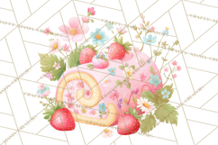 Strawberry Bakery Clipart, Cute Strawberry Pastries Png Product Image 3