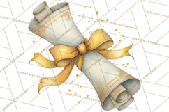 Watercolor Graduation Diploma Clipart PNG, Diploma Scroll Product Image 3
