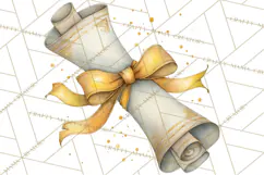 Watercolor Graduation Diploma Clipart PNG, Diploma Scroll Product Image 3