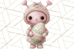 Alien Easter Clipart, Cute Pink Alien Easter Eggs, Soft Png Product Image 4