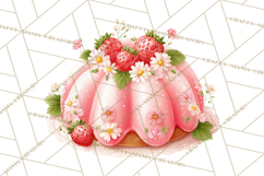 Strawberry Bakery Clipart, Cute Strawberry Pastries Png Product Image 2
