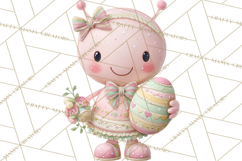Alien Easter Clipart, Cute Pink Alien Easter Eggs, Soft Png Product Image 3